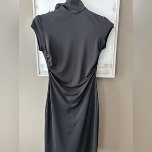 WHBM All Occasion Dress. Gorgeous button neck closure. Cap Sleeve, ruched sides.